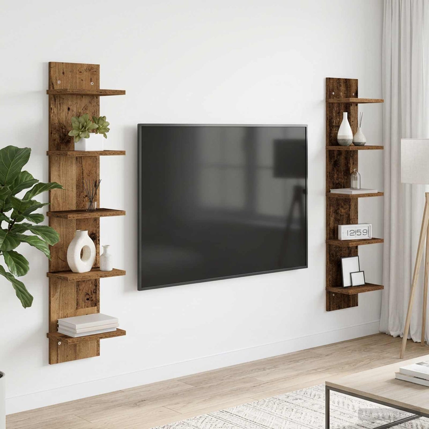 vidaXL Ράφι Τοίχου 2 τμχ. Παλαιωμένο ξύλο 22 x 15 x 100 εκ