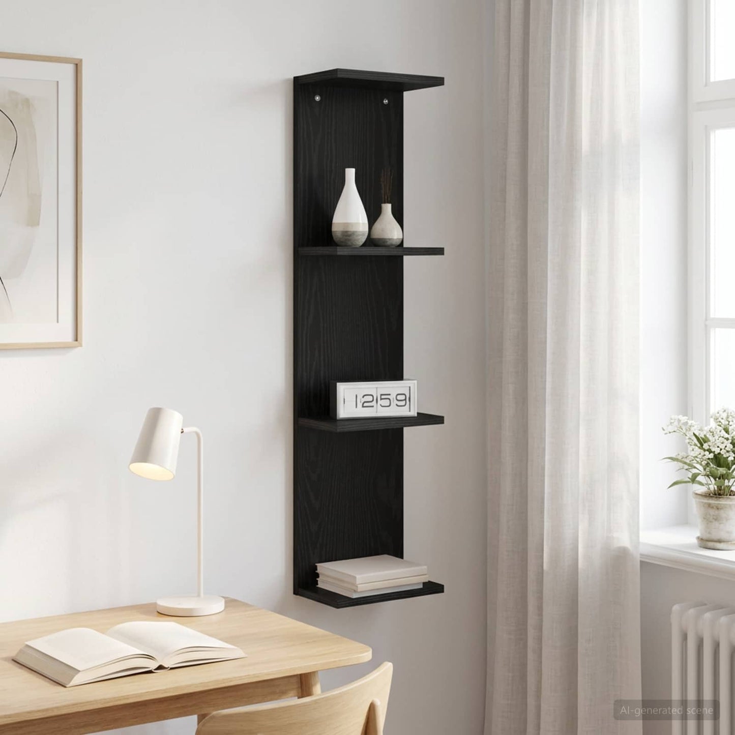 vidaXL Ράφι Τοίχου Μαύρη Δρυς 22 x 15 x 100 εκ Επεξεργασμένο Ξύλο