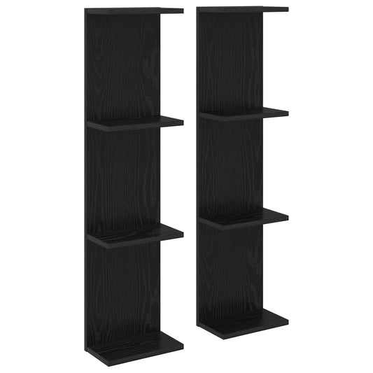 vidaXL Ράφι Τοίχου 2 τμχ. Μαύρη Δρυς 22 x 15 x 100 εκ
