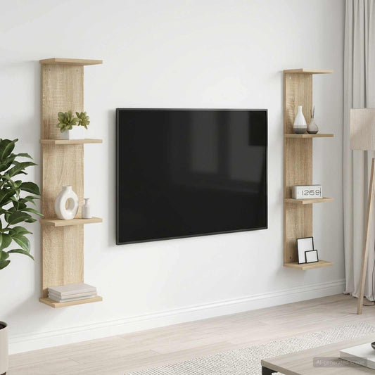 vidaXL Ράφι Τοίχου 2 τμχ. Sonoma Δρυς 22 x 15 x 100 εκ