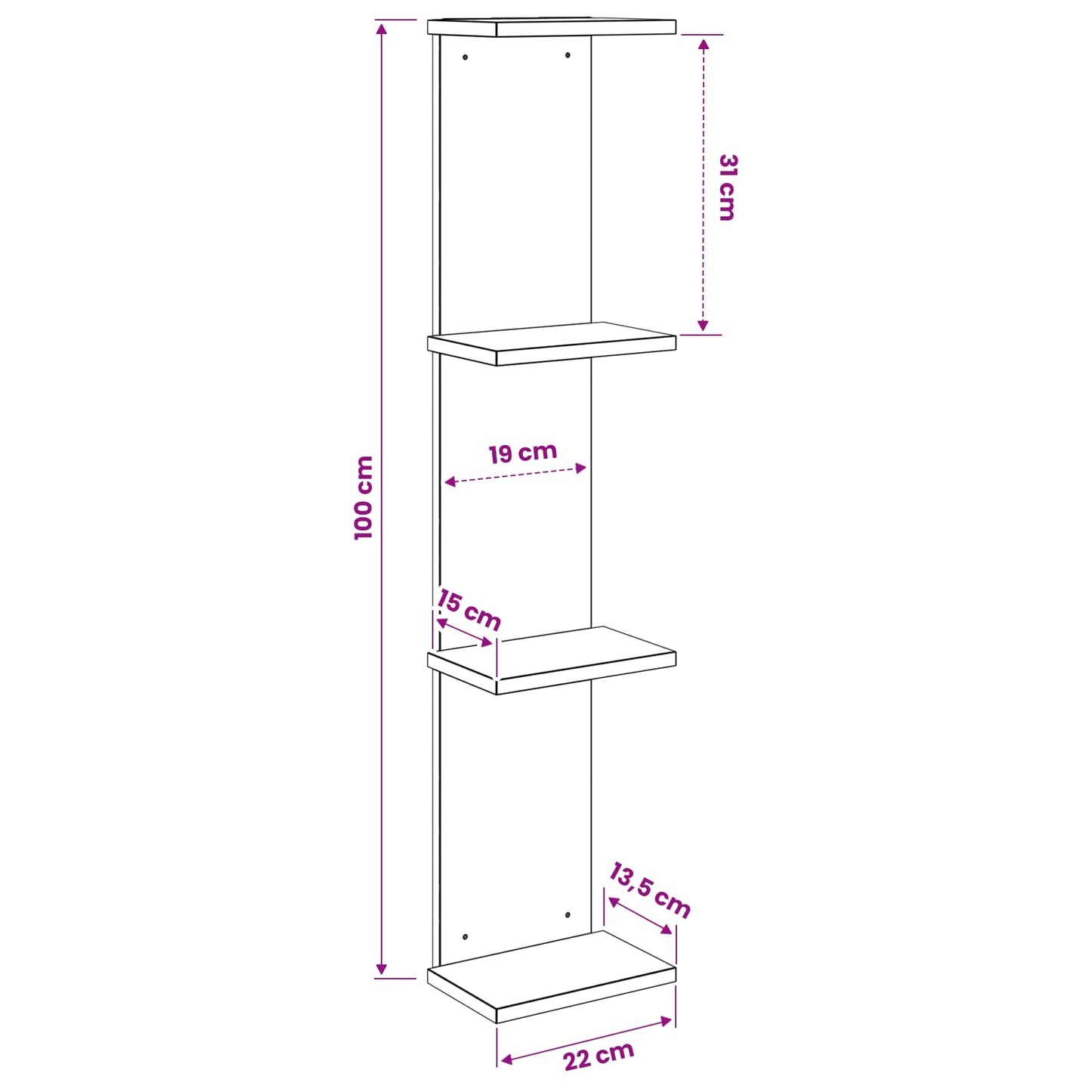 vidaXL Ράφι Τοίχου Γκρι Sonoma 22 x 15 x 100 εκ Επεξεργασμένο Ξύλο