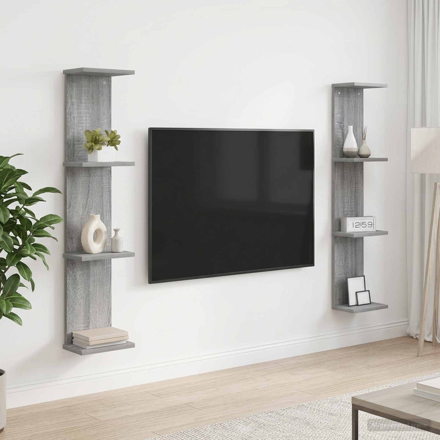 vidaXL Ράφι Τοίχου 2 τμχ. Γκρι Sonoma 22 x 15 x 100 εκ
