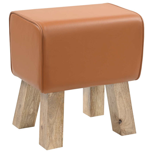vidaXL παγκάκι 40 x 30 x 45 cm Αληθινό Δέρμα Καφέ