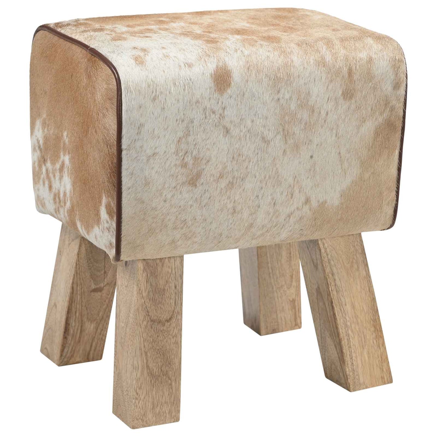 vidaXL παγκάκι 40 x 30 x 45 cm Αληθινό Δέρμα Καφέ και Λευκό