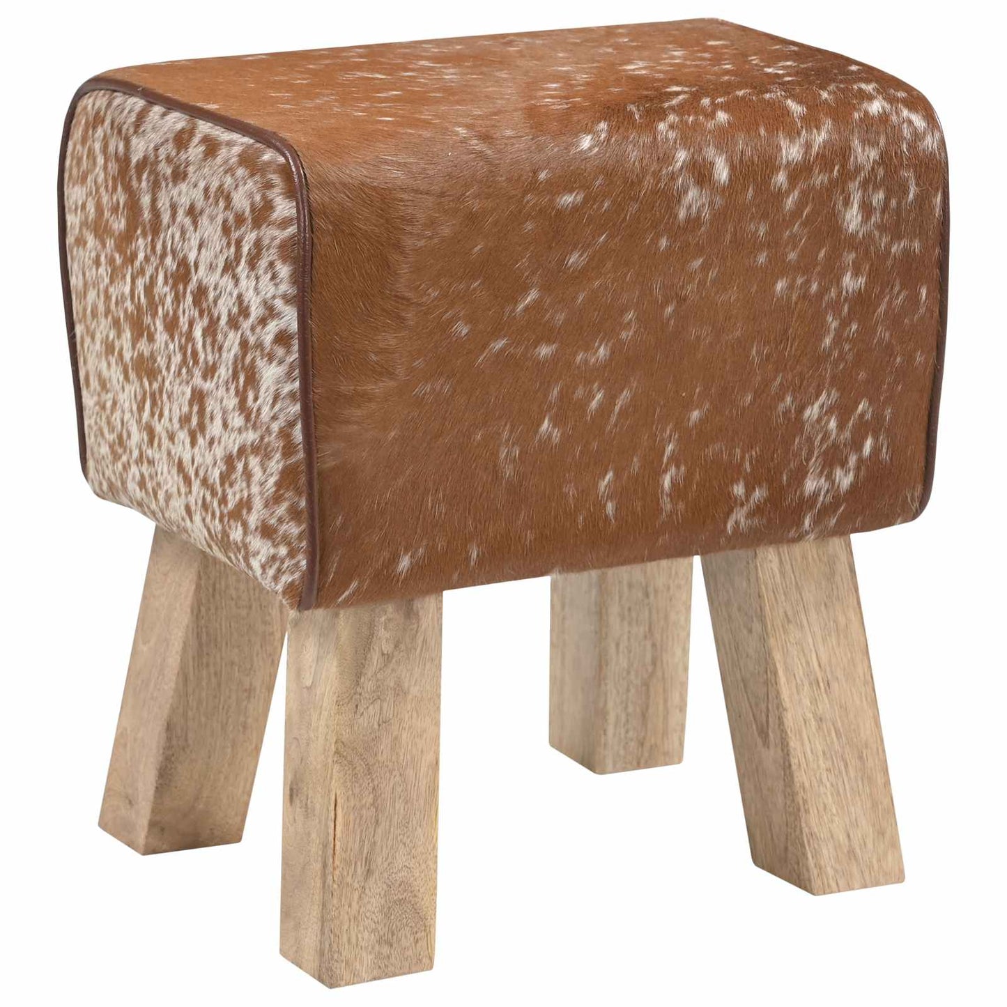 vidaXL παγκάκι 40 x 30 x 45 cm Αληθινό Δέρμα Καφέ και Λευκό