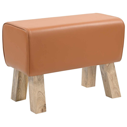 vidaXL παγκάκι 60 x 30 x 45 cm Αληθινό Δέρμα Καφέ
