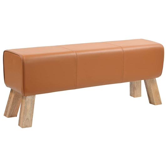 vidaXL παγκάκι 110 x 30 x 45 εκ. Αληθινό Δέρμα Καφέ