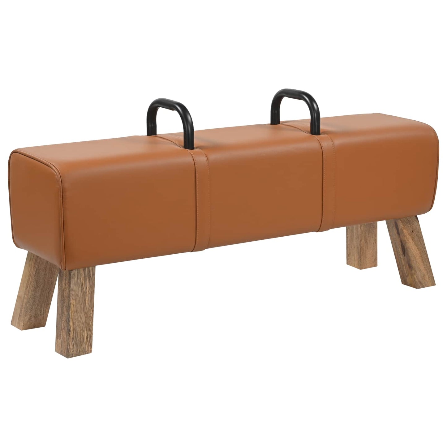 vidaXL παγκάκι Καφέ 110 x 30 x 45 εκ. Αληθινό Δέρμα
