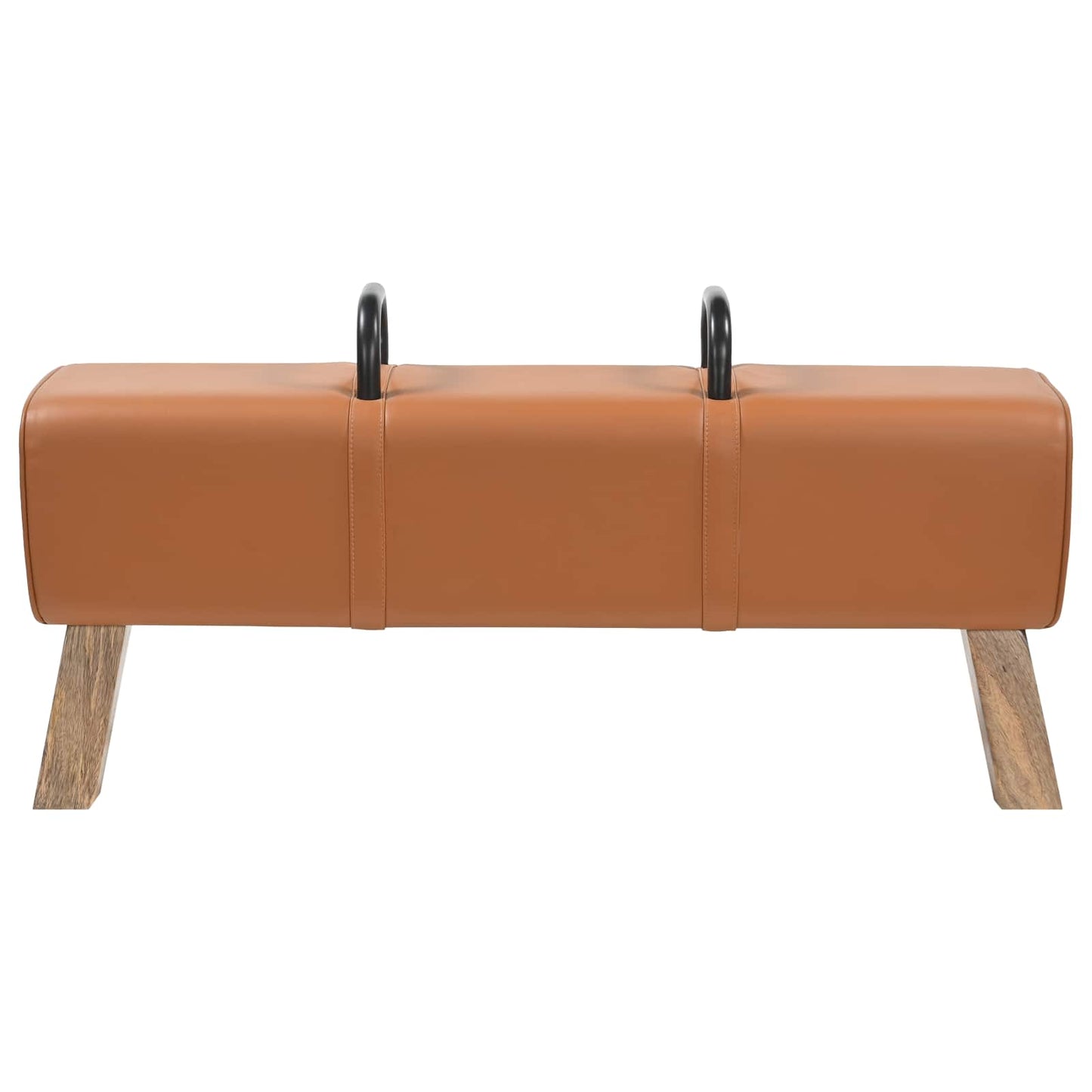 vidaXL παγκάκι Καφέ 110 x 30 x 45 εκ. Αληθινό Δέρμα