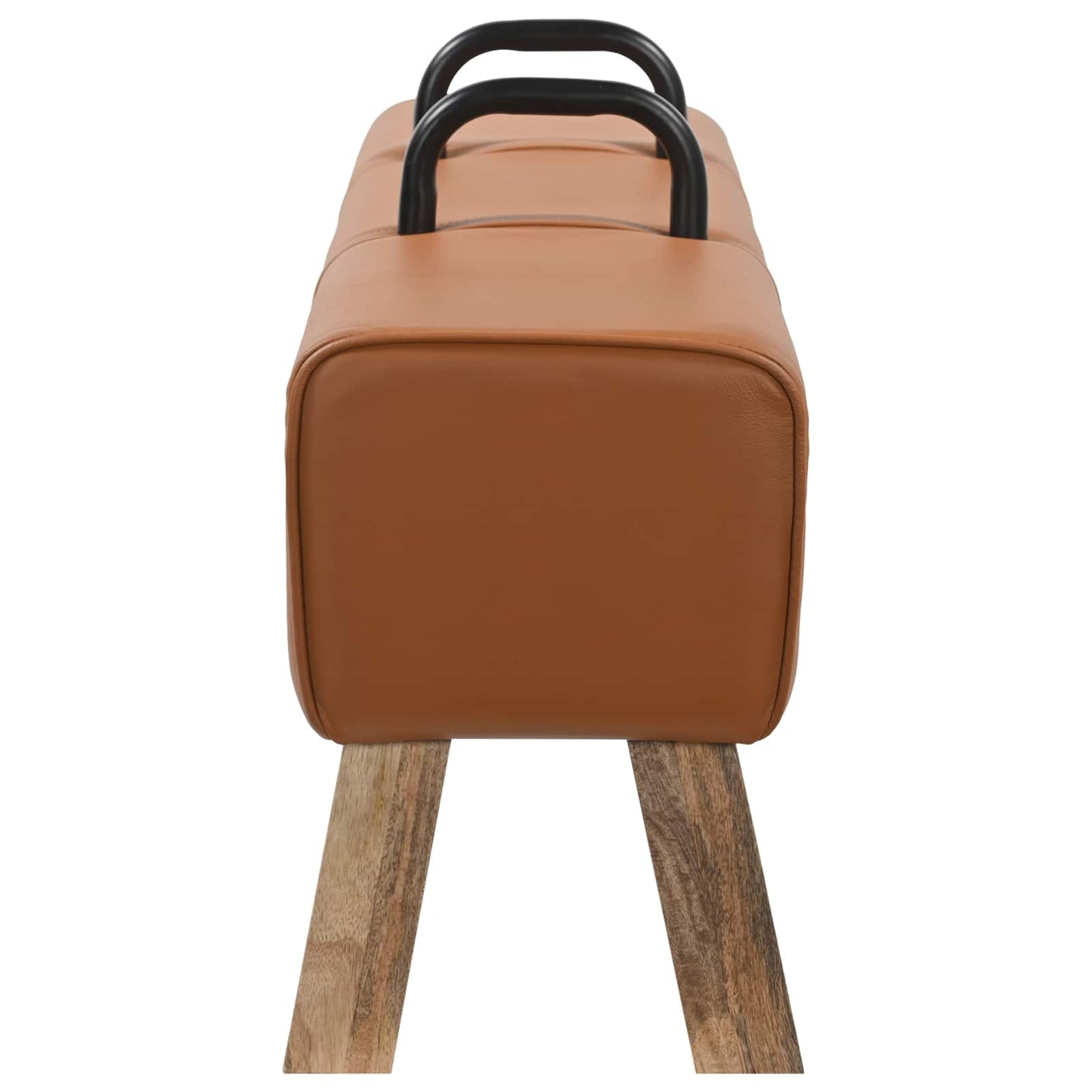 vidaXL παγκάκι Καφέ 110 x 30 x 45 εκ. Αληθινό Δέρμα