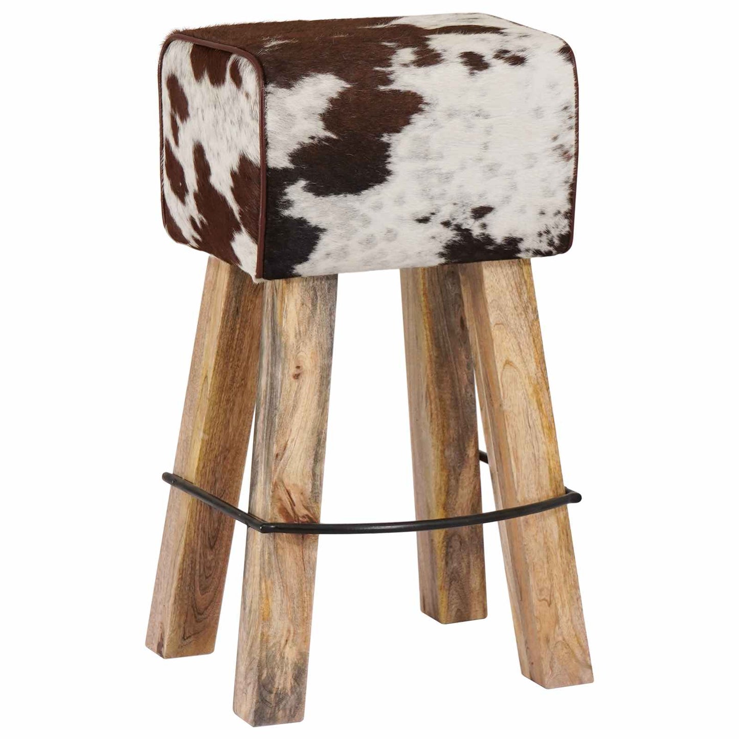 vidaXL Μπαρ σκαμπό 2 τμχ. Καφέ και Λευκό 44 x 33 x 74 cm Αληθινό Δέρμα