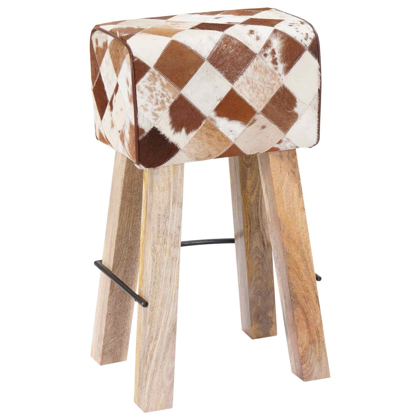 vidaXL Μπαρ σκαμπό 2 τμχ. Καφέ Patchwork 44 x 33 x 74 cm Αληθινό Δέρμα