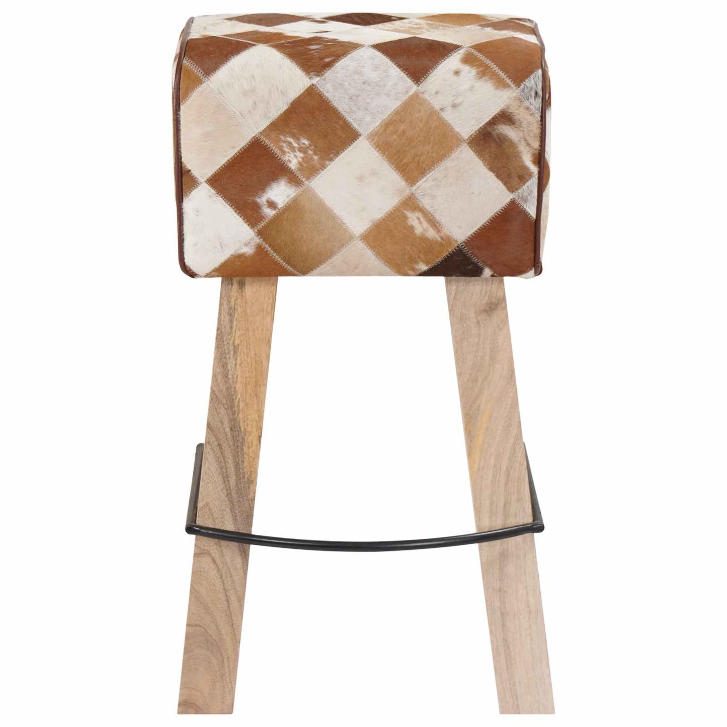 vidaXL Μπαρ σκαμπό 2 τμχ. Καφέ Patchwork 44 x 33 x 74 cm Αληθινό Δέρμα