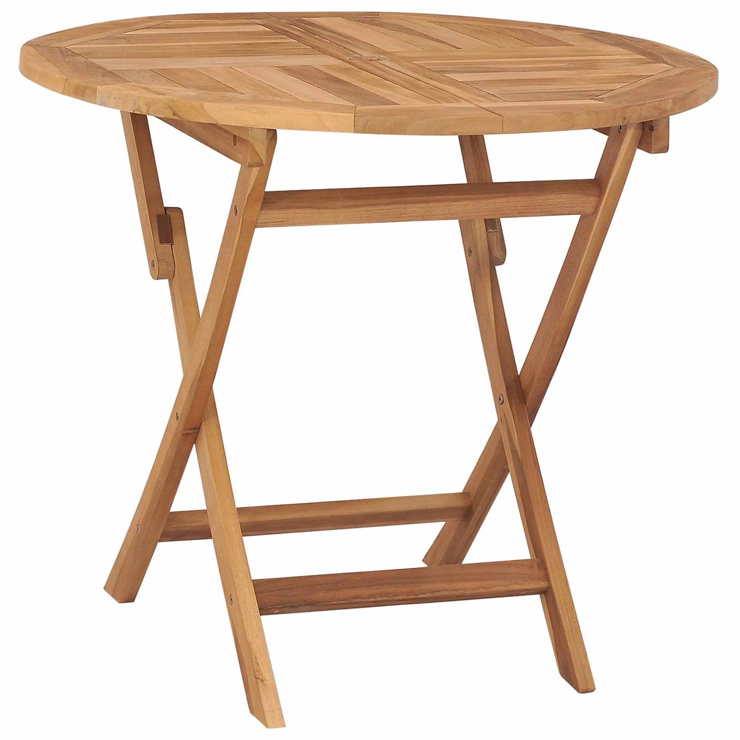 vidaXL Αναδιπλούμενο Τραπέζι Κήπου Φυσικό Ø 90 x 75 cm Στερεό Ξύλο Τίκ