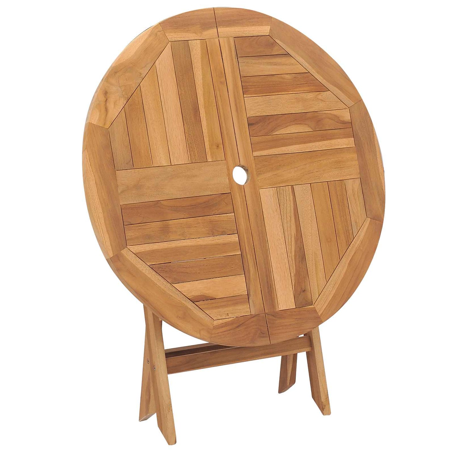 vidaXL Αναδιπλούμενο Τραπέζι Κήπου Φυσικό Ø 90 x 75 cm Στερεό Ξύλο Τίκ