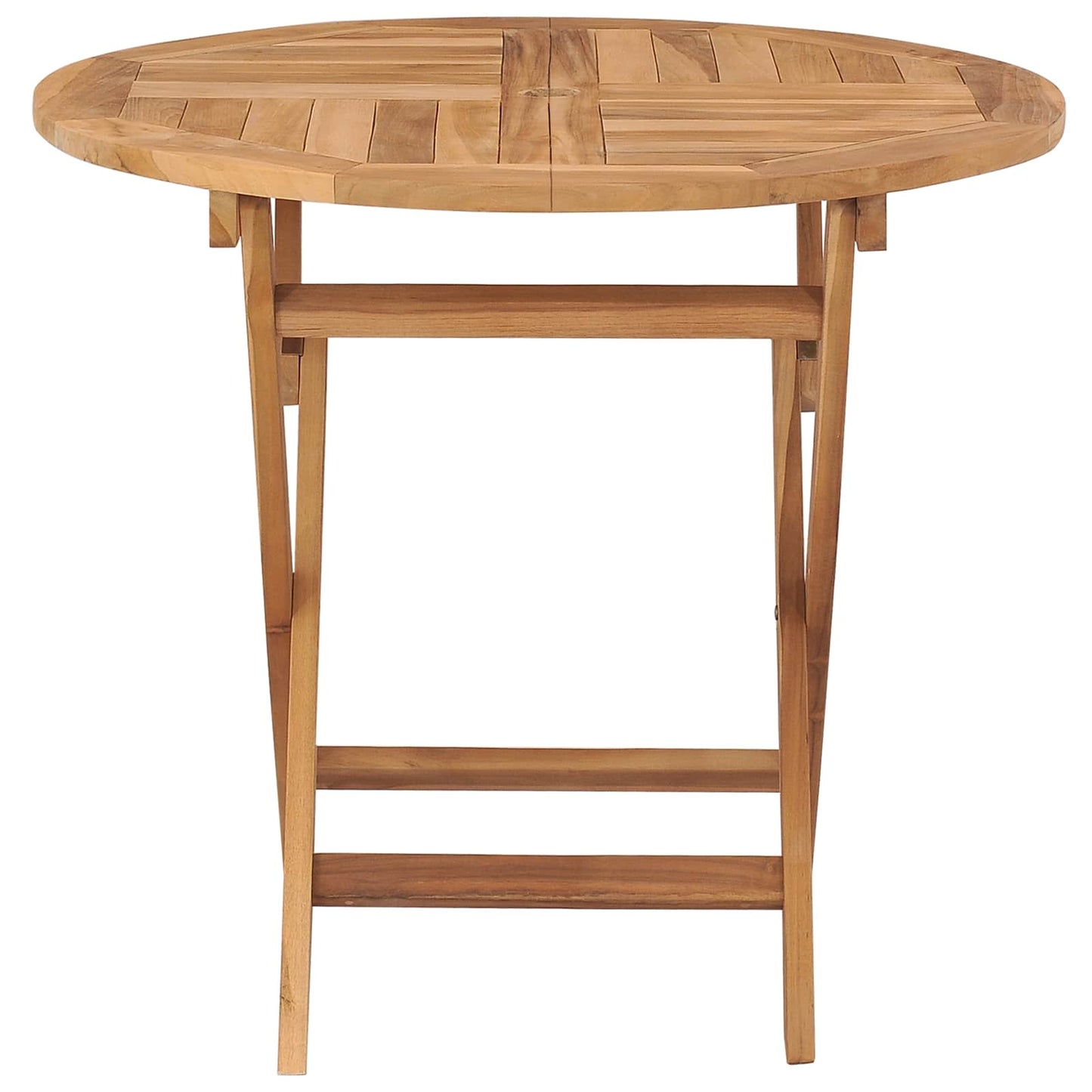 vidaXL Αναδιπλούμενο Τραπέζι Κήπου Φυσικό Ø 90 x 75 cm Στερεό Ξύλο Τίκ