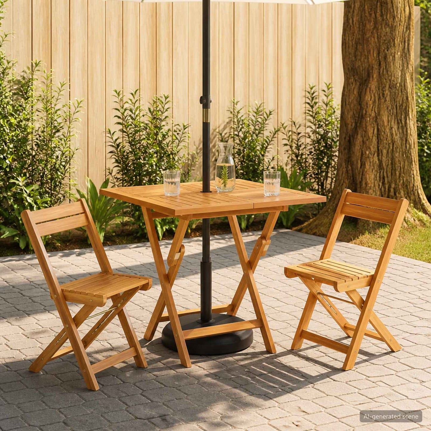 vidaXL Αναδιπλούμενο Τραπέζι Κήπου Φυσικό 90 x 90 x 75 cm