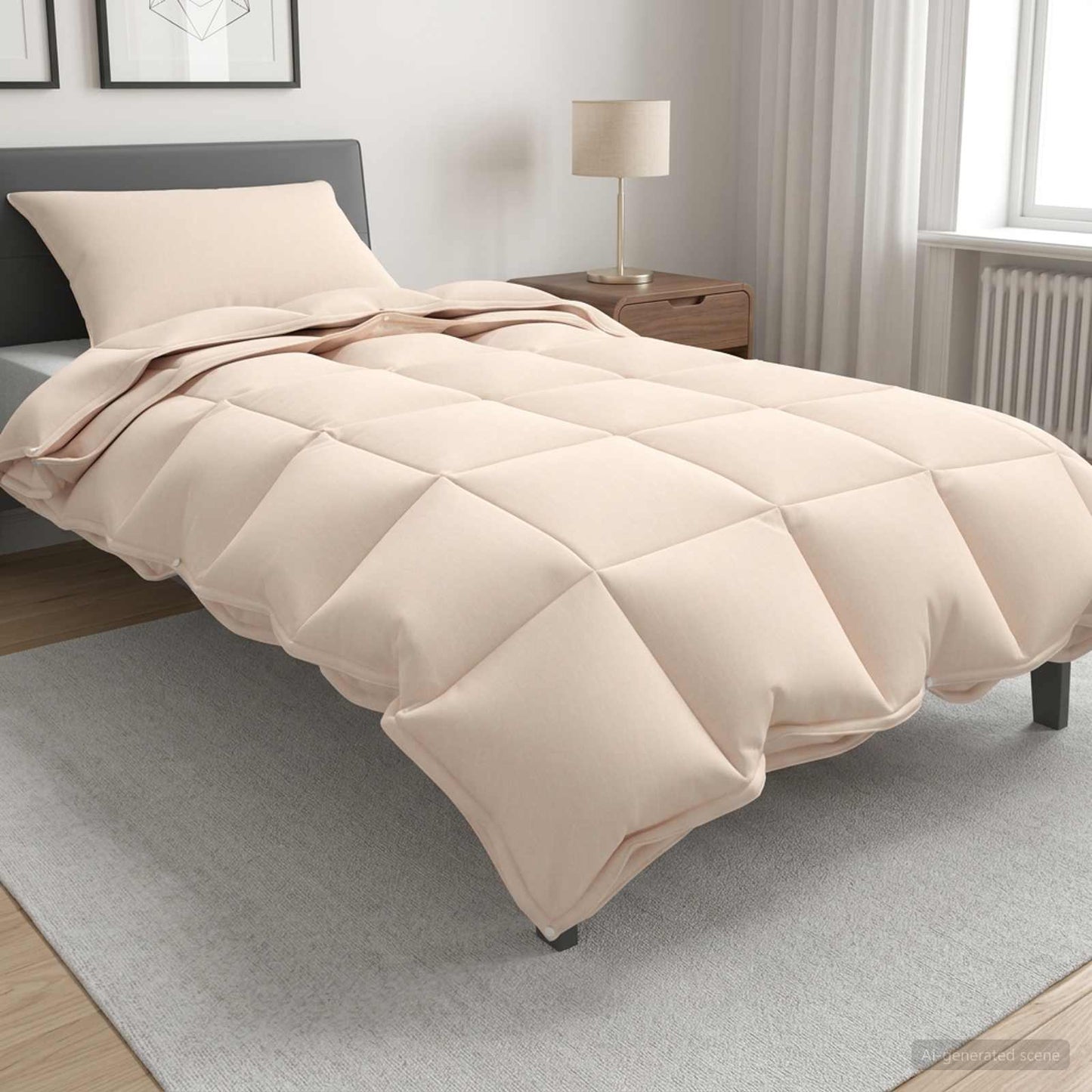 vidaXL Σετ Παπλωμάτων Μπεζ 137 x 200 cm Βαμβάκι, Καπόκ, Πολυεστέρας
