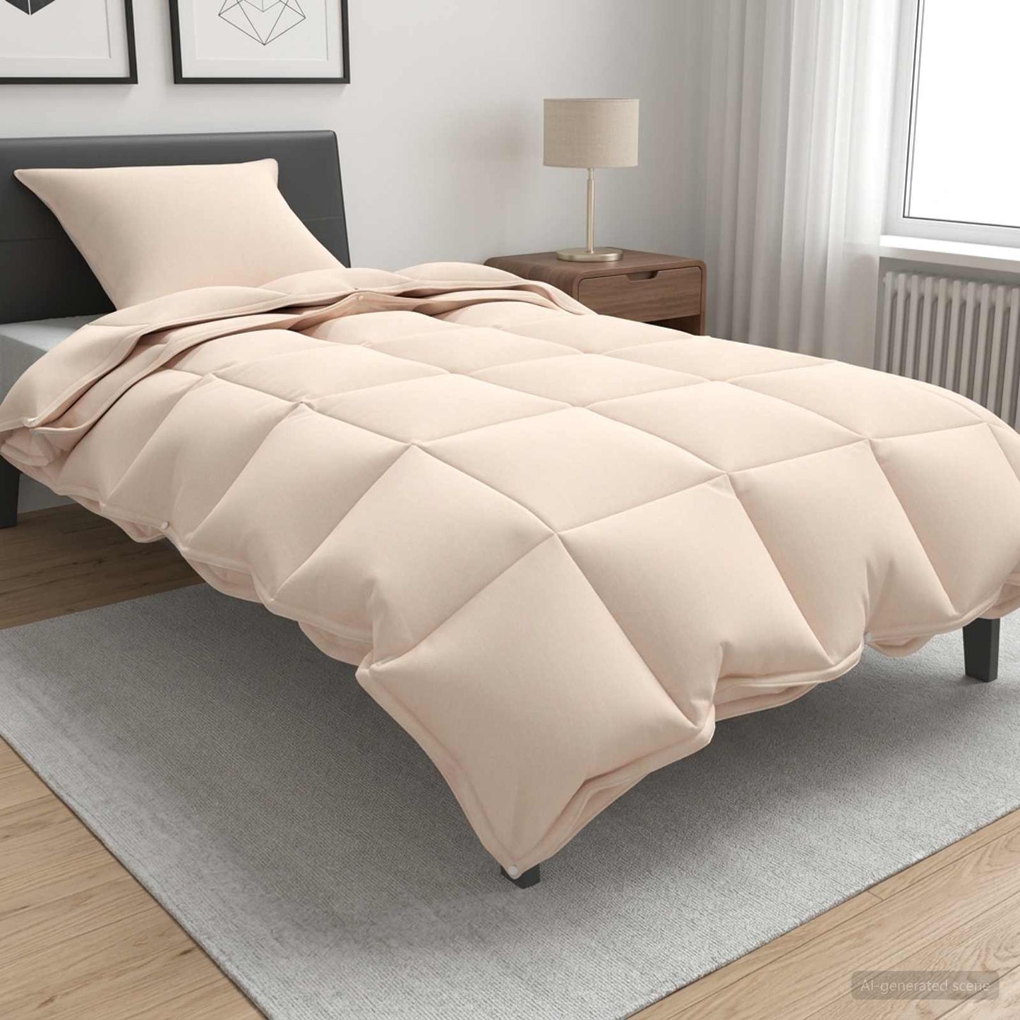 vidaXL Σετ Παπλωμάτων Μπεζ 137 x 200 cm Βαμβάκι, Καπόκ, Πολυεστέρας