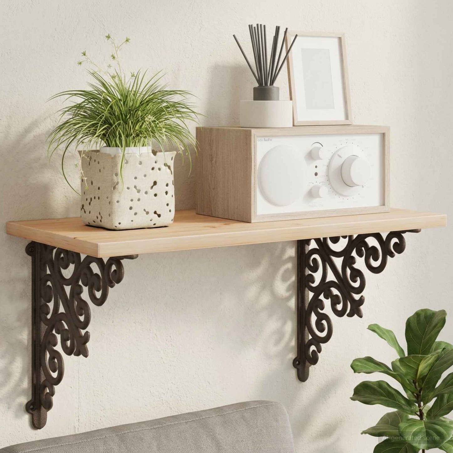 vidaXL Ράφια στήριξης τοίχου 2 τμχ. Αρχαίο Καφέ 14 x 14 x 3,5 εκ.