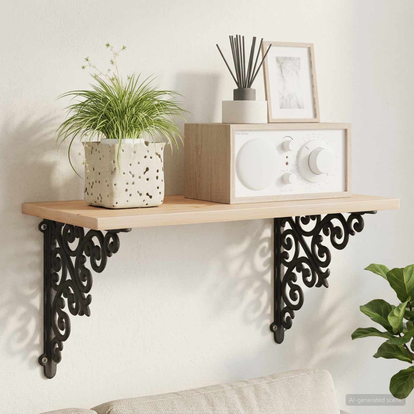 vidaXL Ράφια στήριξης τοίχου 2 τμχ. Μαύρο 14 x 14 x 3,5 εκ. Ατσάλι