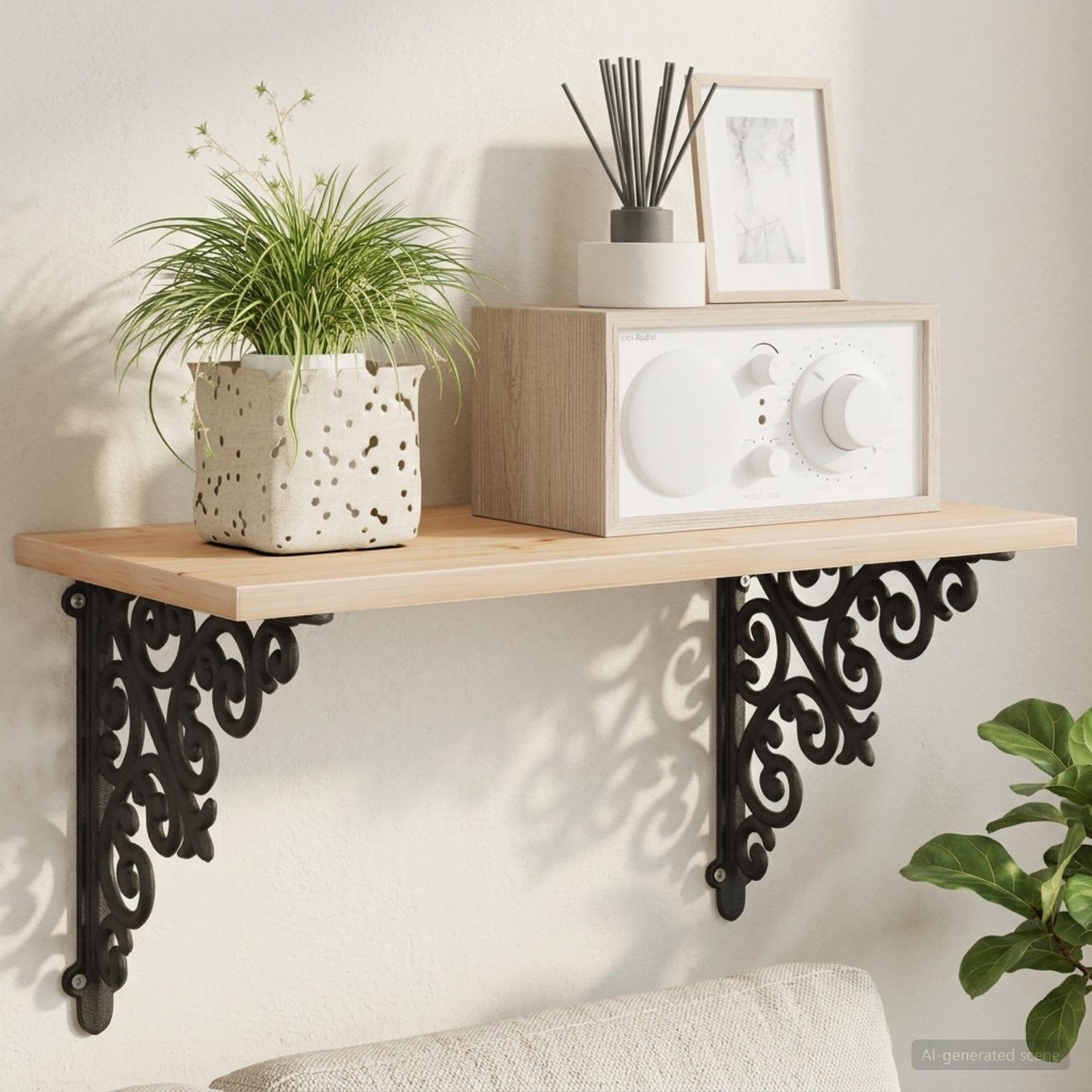 vidaXL Ράφια στήριξης τοίχου 2 τμχ. Μαύρο 24 x 24 x 3,5 εκ. Ατσάλι
