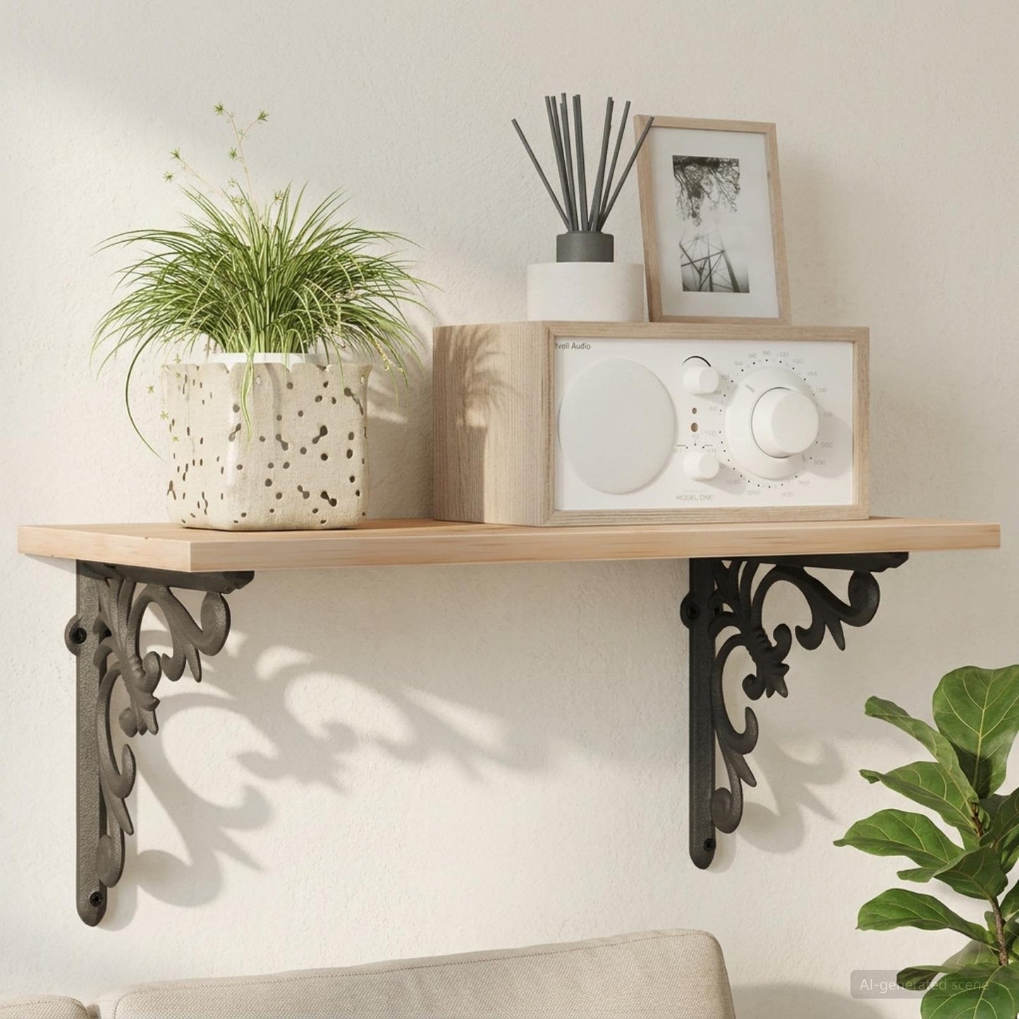 vidaXL Στηρίγματα ραφιών τοίχου 2 τμχ. Μαύρο 21.5 x 21.5 x 3.5 cm