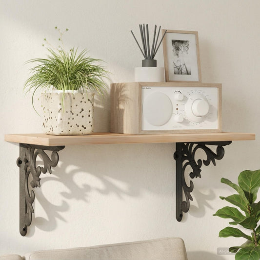 vidaXL Στηρίγματα ραφιών τοίχου 2 τμχ. Μαύρο 21.5 x 21.5 x 3.5 cm