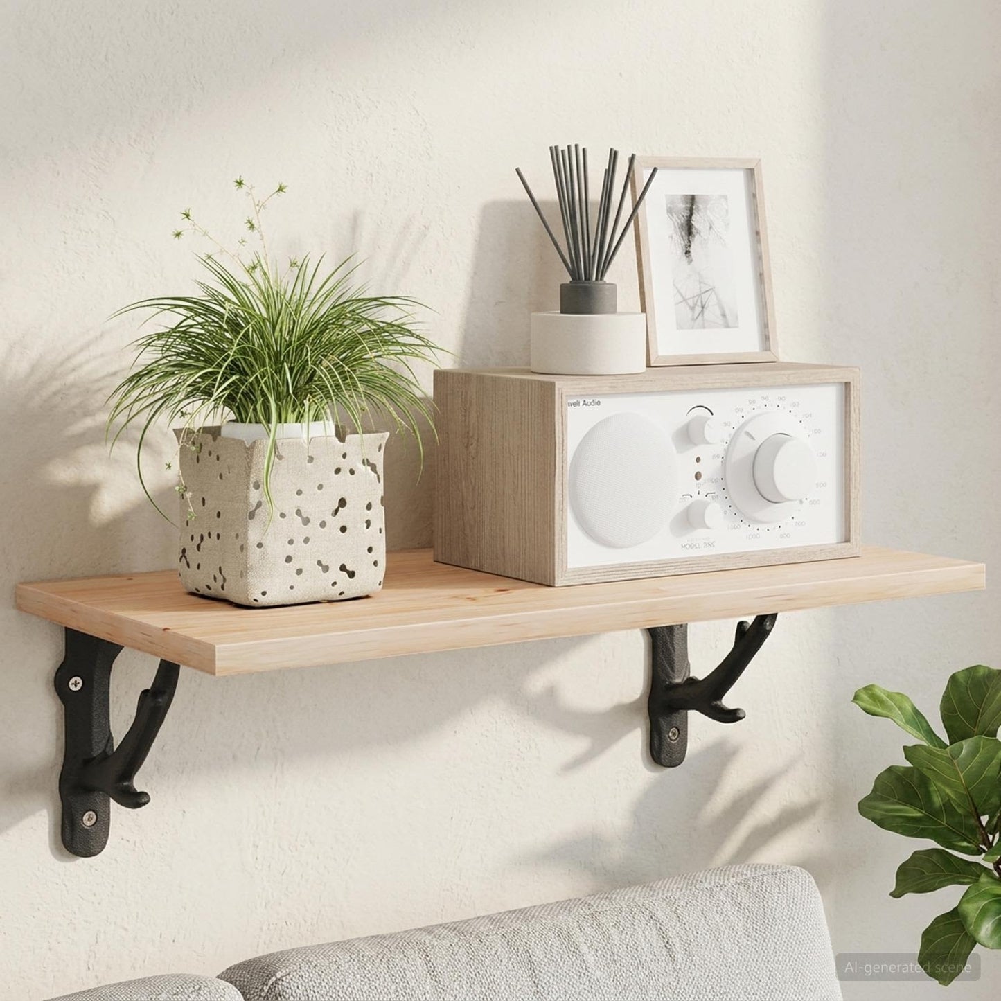 vidaXL Στηρίγματα ραφιών τοίχου 2 τμχ. Μαύρο 21.5 x 21.5 x 3.5 cm