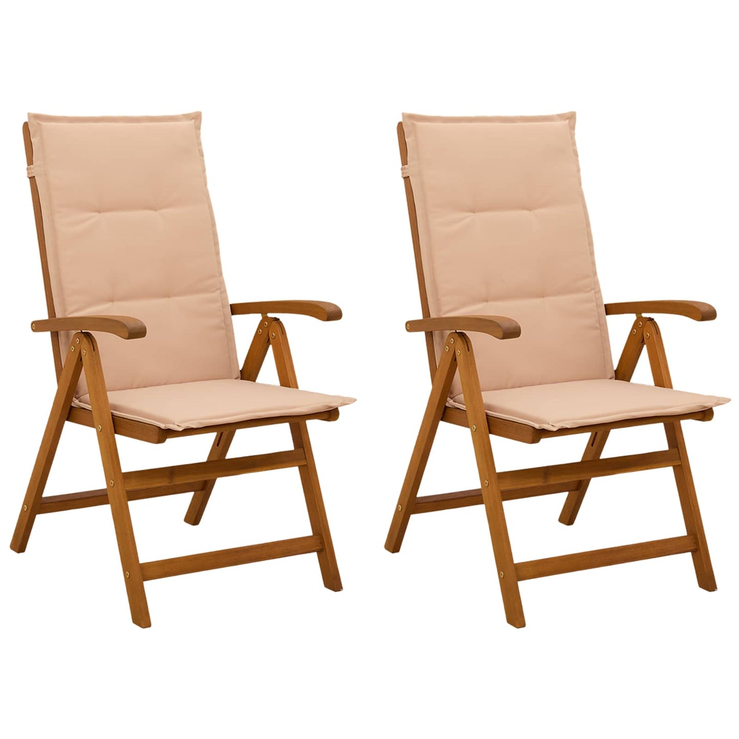 vidaXL Ανακλινόμενες καρέκλες κήπου 2 τμχ. Φυσικό Στερεό Ξύλο Ακακίας