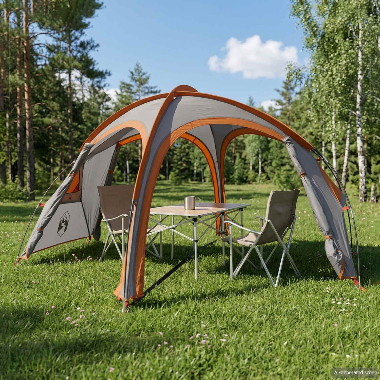 vidaXL Σκηνή trekking με αδιάβροχο 2 ατόμων Γκρι και Πορτοκαλί