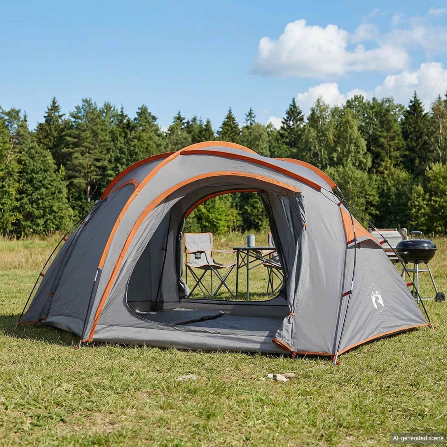 vidaXL Σκηνή trekking με αδιάβροχο 3 ατόμων Γκρι και Πορτοκαλί