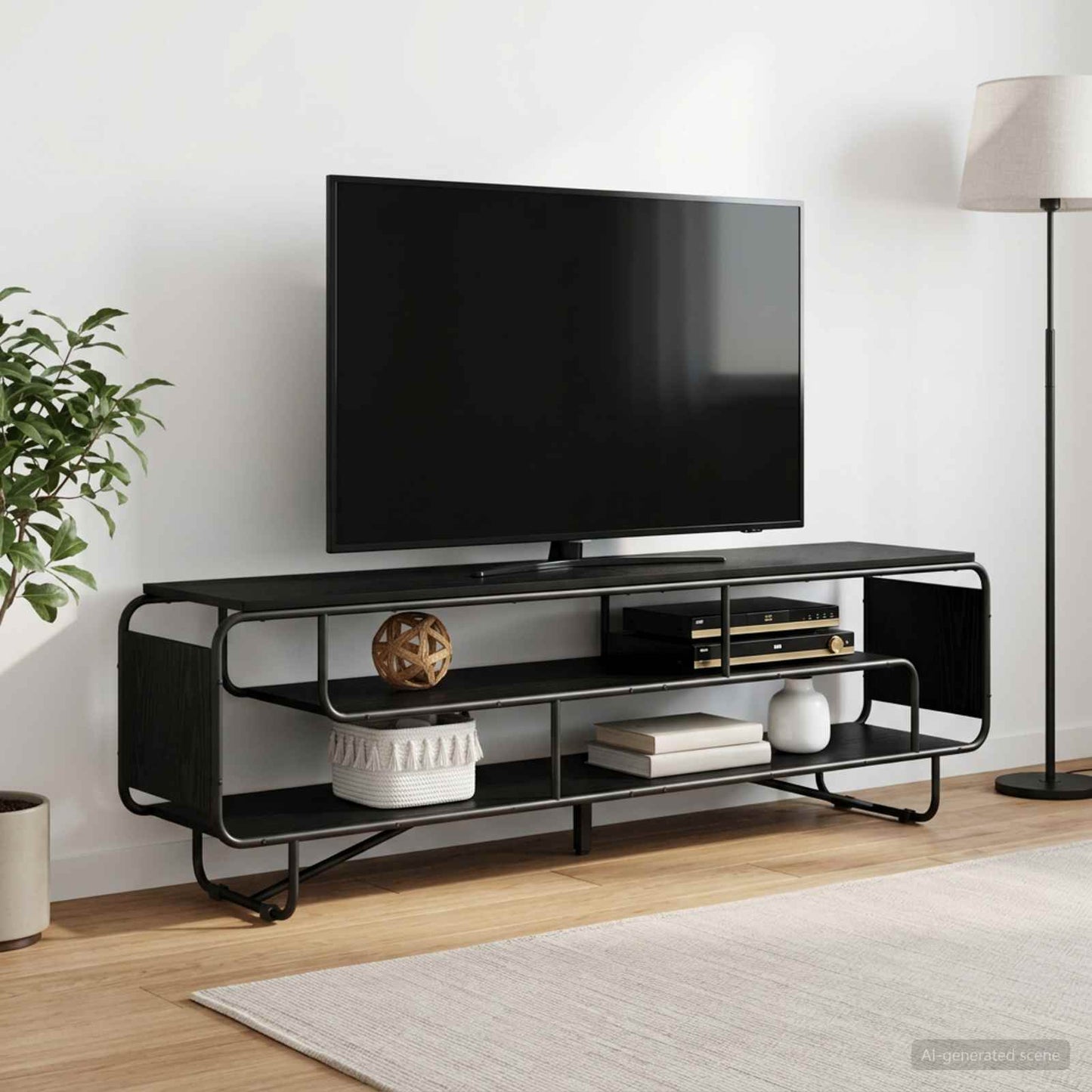 vidaXL Βάση TV 180 x 36 x 45 εκ. Μαύρη Δρυς Επεξεργασμένο Ξύλο