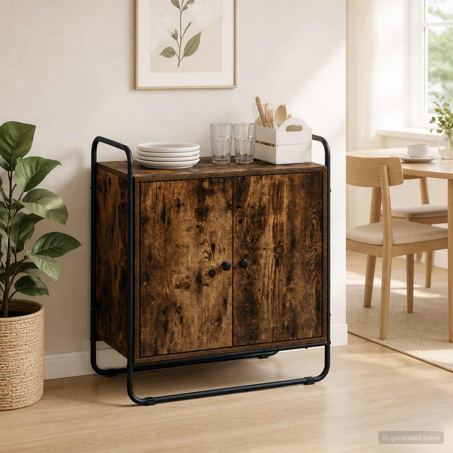 vidaXL Μπουφές Καπνισμένο Ξύλο Δρυός 68 x 35 x 75 cm