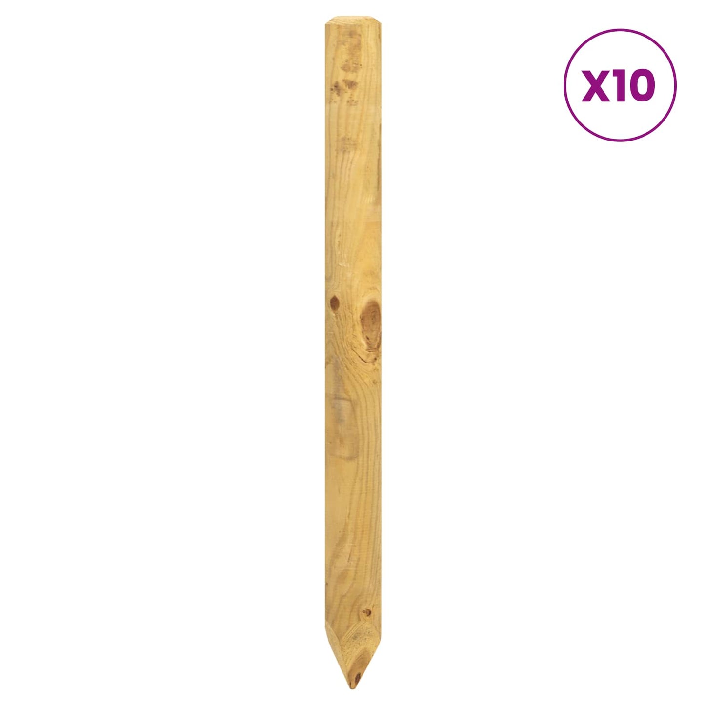vidaXL Πό posts φράχτη 10 τεμ. Καφέ 100 cm Μασίφ Ξύλο Πεύκου