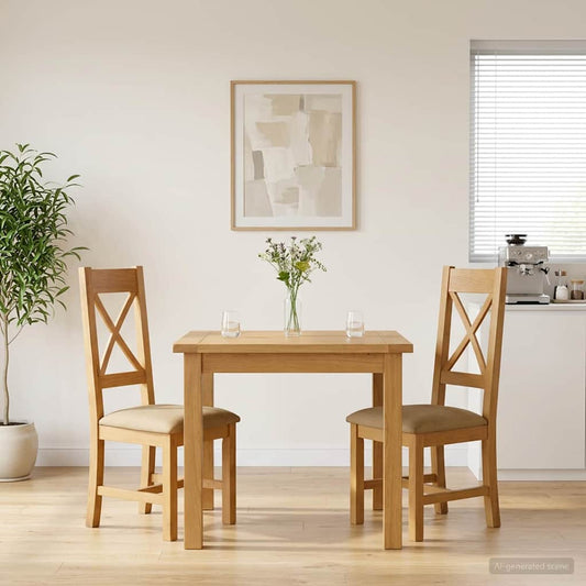vidaXL Καρέκλα τραπεζαρίας 2 pcs Στερεό Ξύλο Δρυός Μπεζ