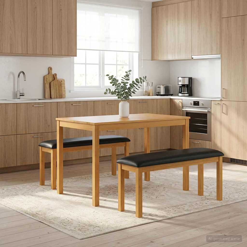 vidaXL Καθιστικό Σαλονιού 95 x 32 x 45 εκ. Στερεό Ξύλο Δρυός Μαύρο