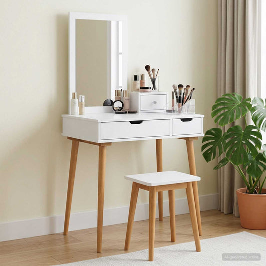 vidaXL Σετ Τραπεζιού Μακιγιάζ FAUSKE 3 pcs Λευκό 76 x 50 x 143 εκ.