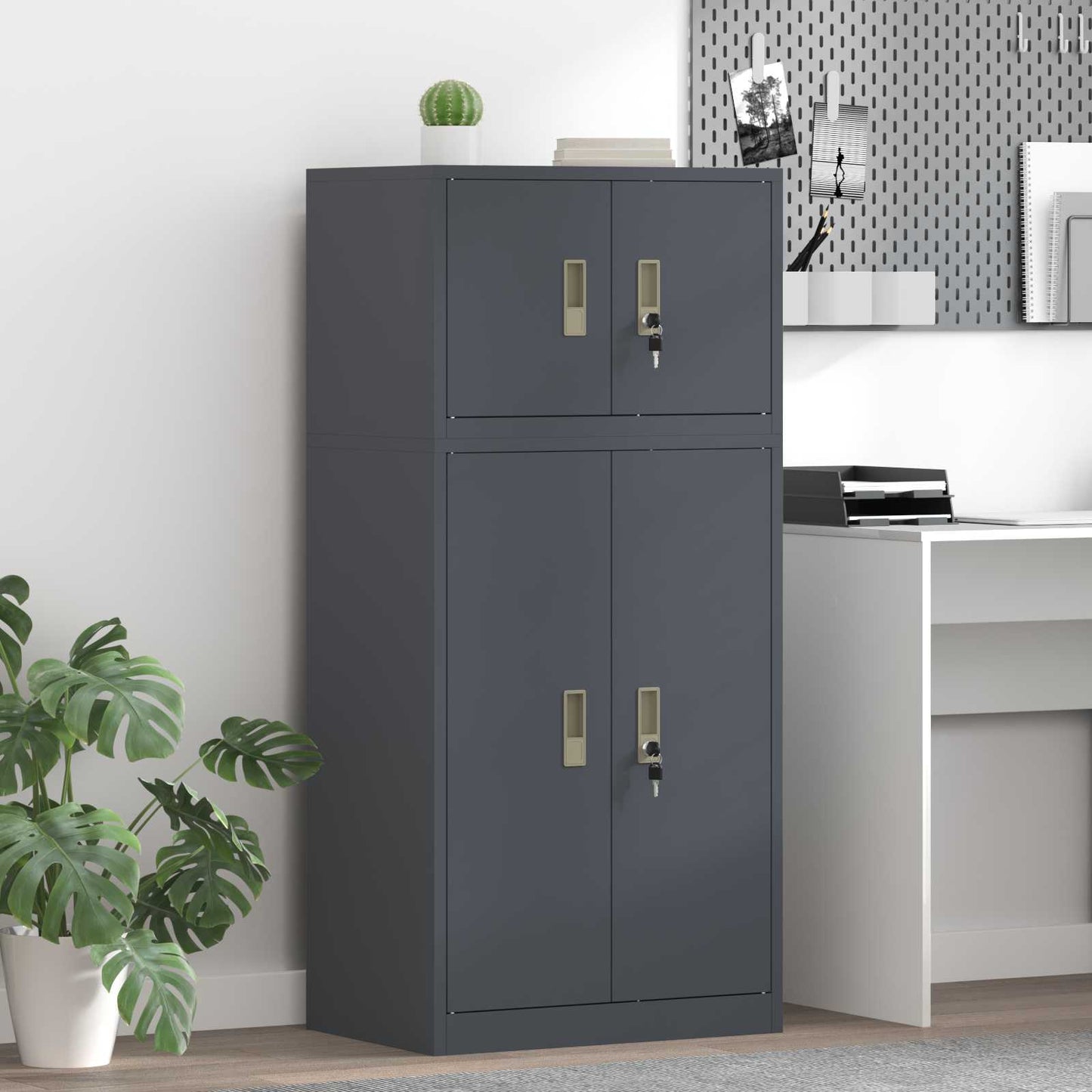 vidaXL Ντουλάπι αποθήκευσης 2 τμχ. Ανθρακί 60 x 40 x 130 εκ Ατσάλι