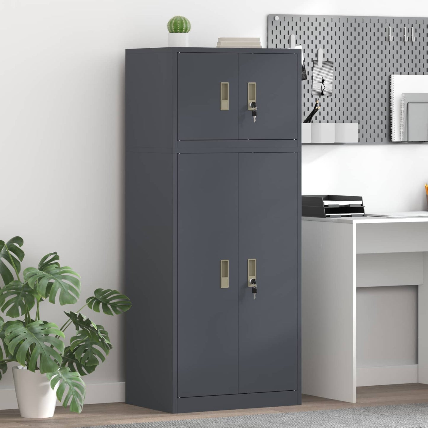 vidaXL Ντουλάπι αποθήκευσης 2 τμχ. Ανθρακί 60 x 40 x 145 εκ Ατσάλι