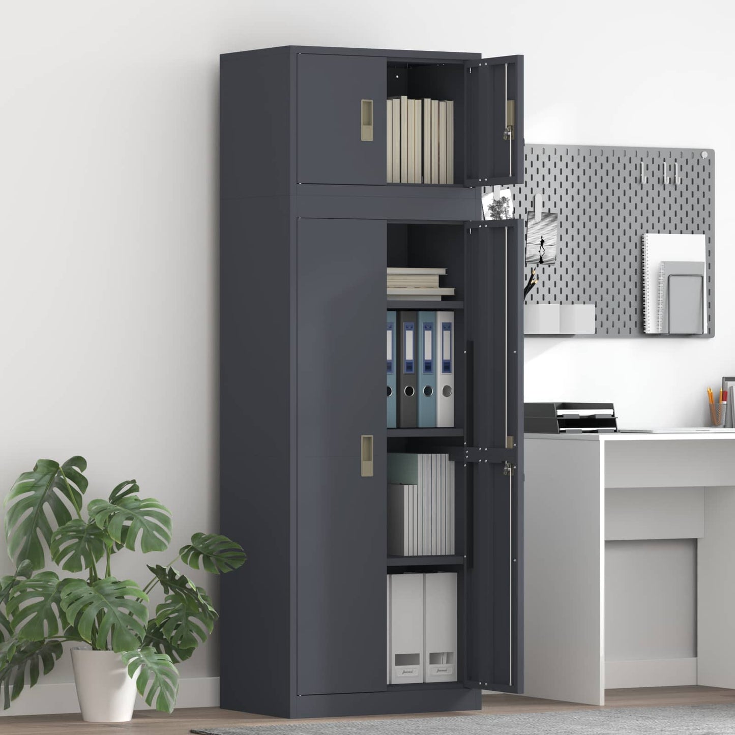 vidaXL Ντουλάπι αποθήκευσης 2 τμχ. Ανθρακί 60 x 40 x 180 εκ Ατσάλι
