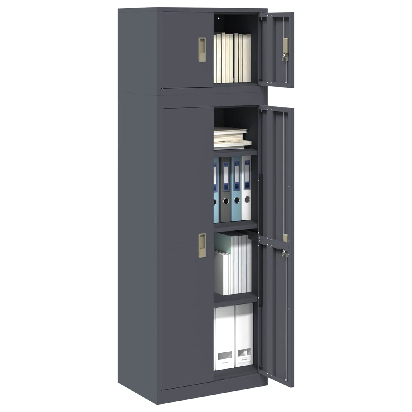 vidaXL Ντουλάπι αποθήκευσης 2 τμχ. Ανθρακί 60 x 40 x 180 εκ Ατσάλι