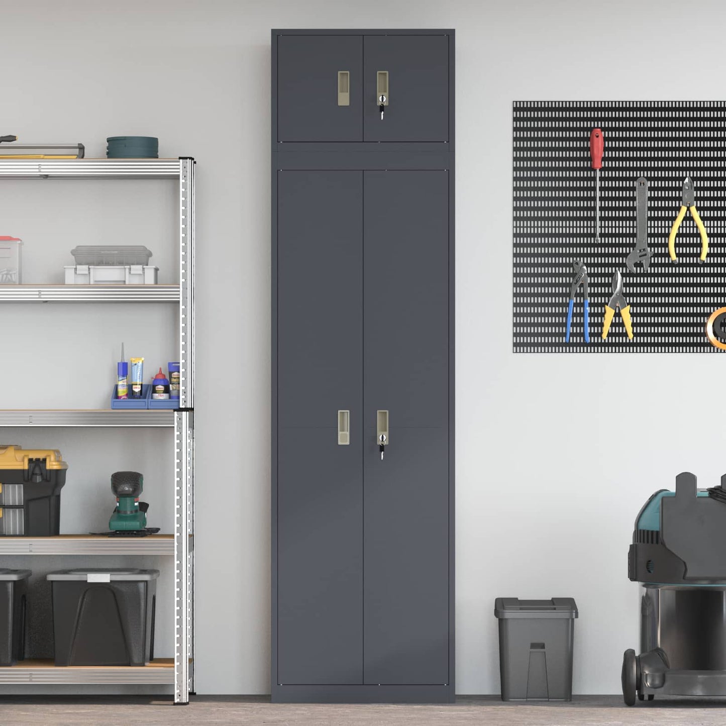 vidaXL Ντουλάπι αποθήκευσης 2 τμχ. Ανθρακί 60 x 40 x 220 εκ Ατσάλι