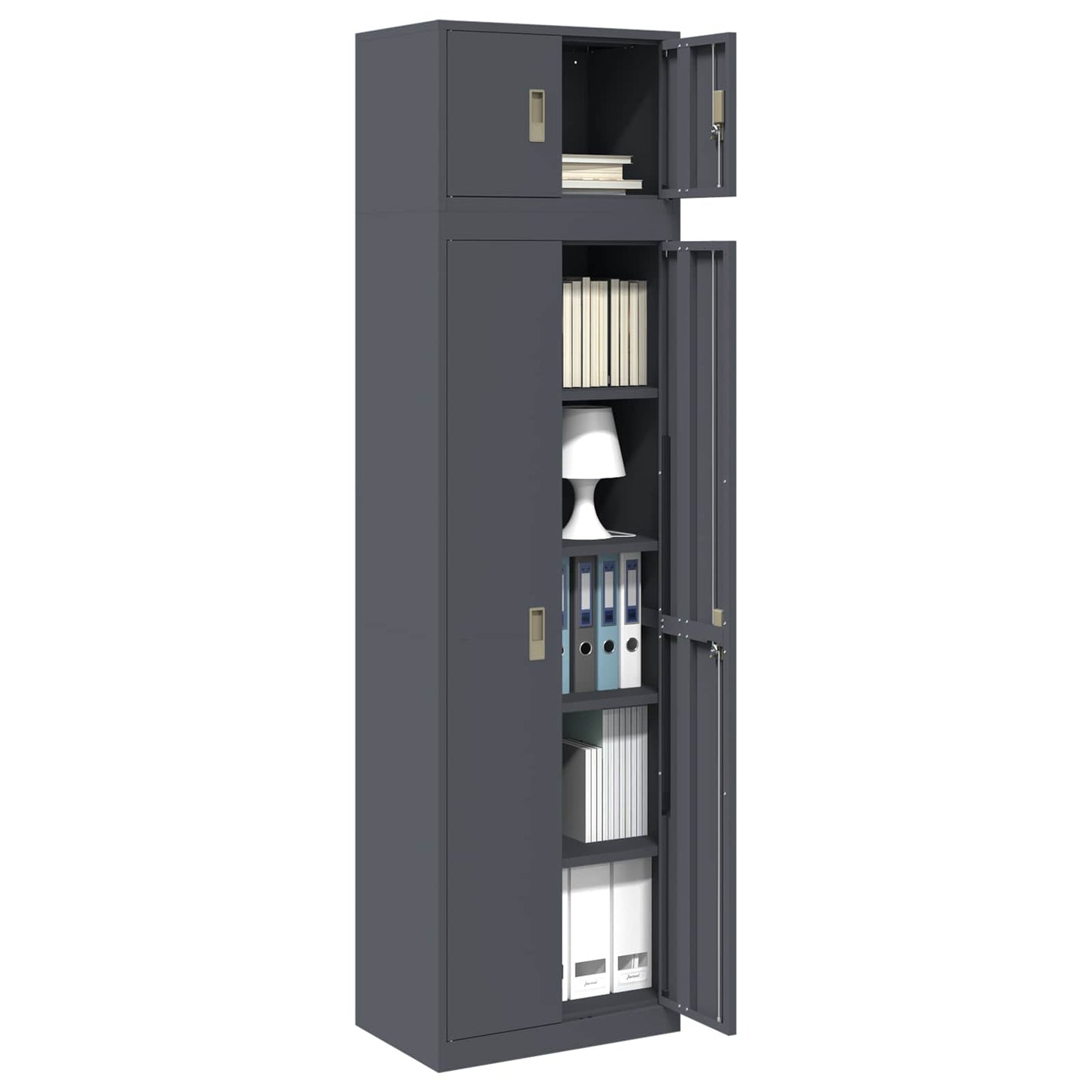 vidaXL Ντουλάπι αποθήκευσης 2 τμχ. Ανθρακί 60 x 40 x 220 εκ Ατσάλι
