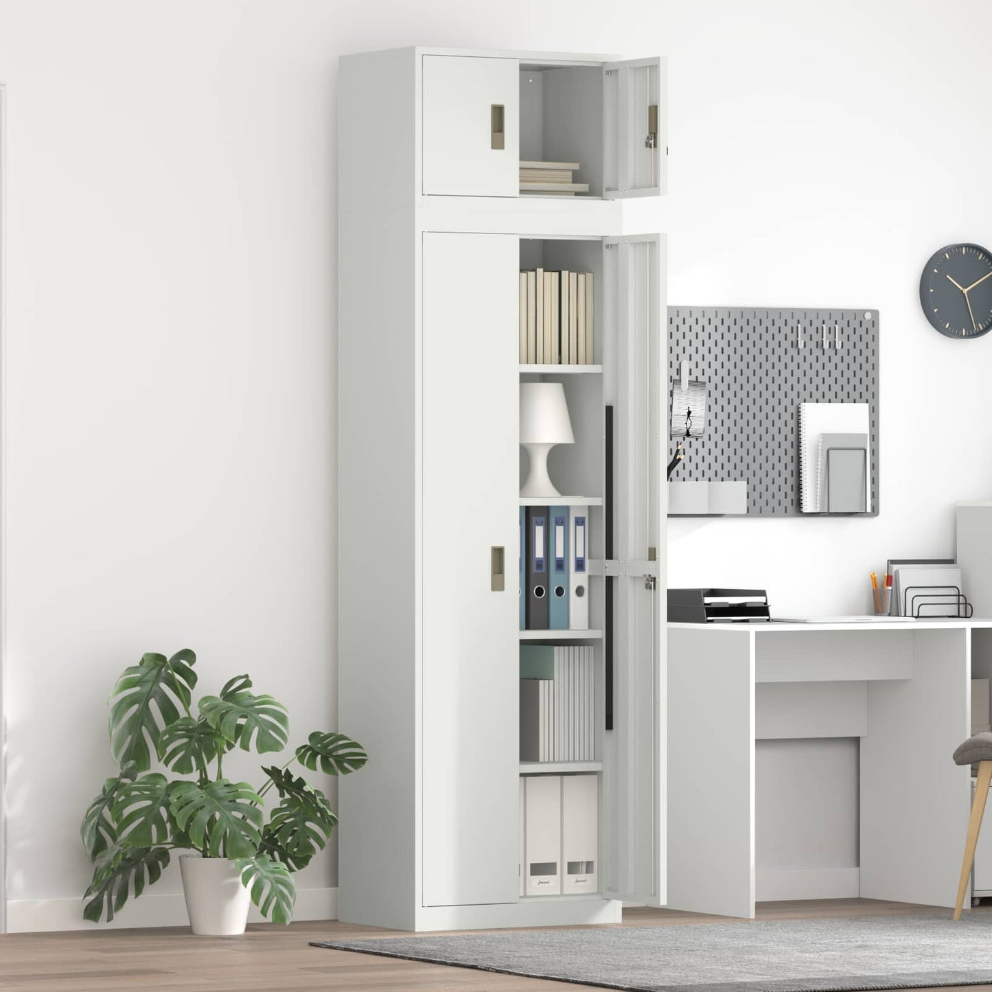 vidaXL Ντουλάπι αποθήκευσης 2 τμχ. Λευκός 60 x 40 x 220 εκ Ατσάλι