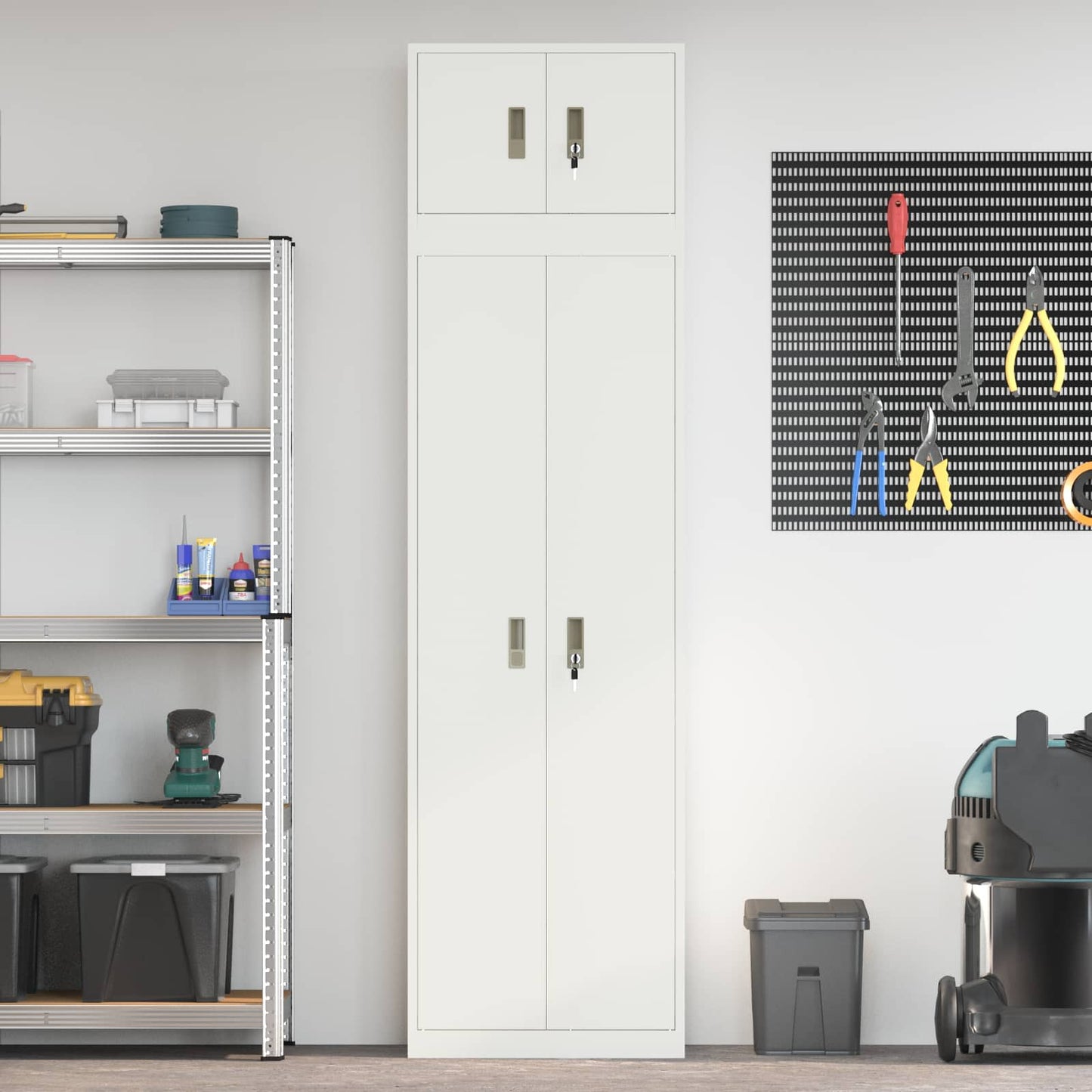vidaXL Ντουλάπι αποθήκευσης 2 τμχ. Λευκός 60 x 40 x 220 εκ Ατσάλι