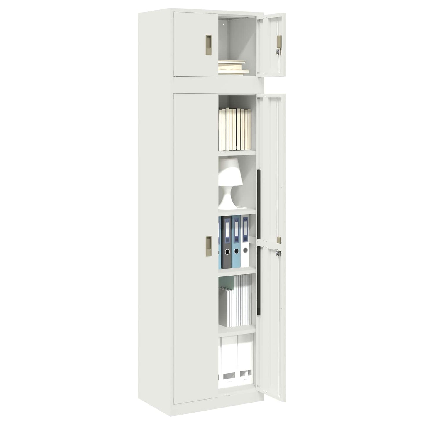 vidaXL Ντουλάπι αποθήκευσης 2 τμχ. Λευκός 60 x 40 x 220 εκ Ατσάλι
