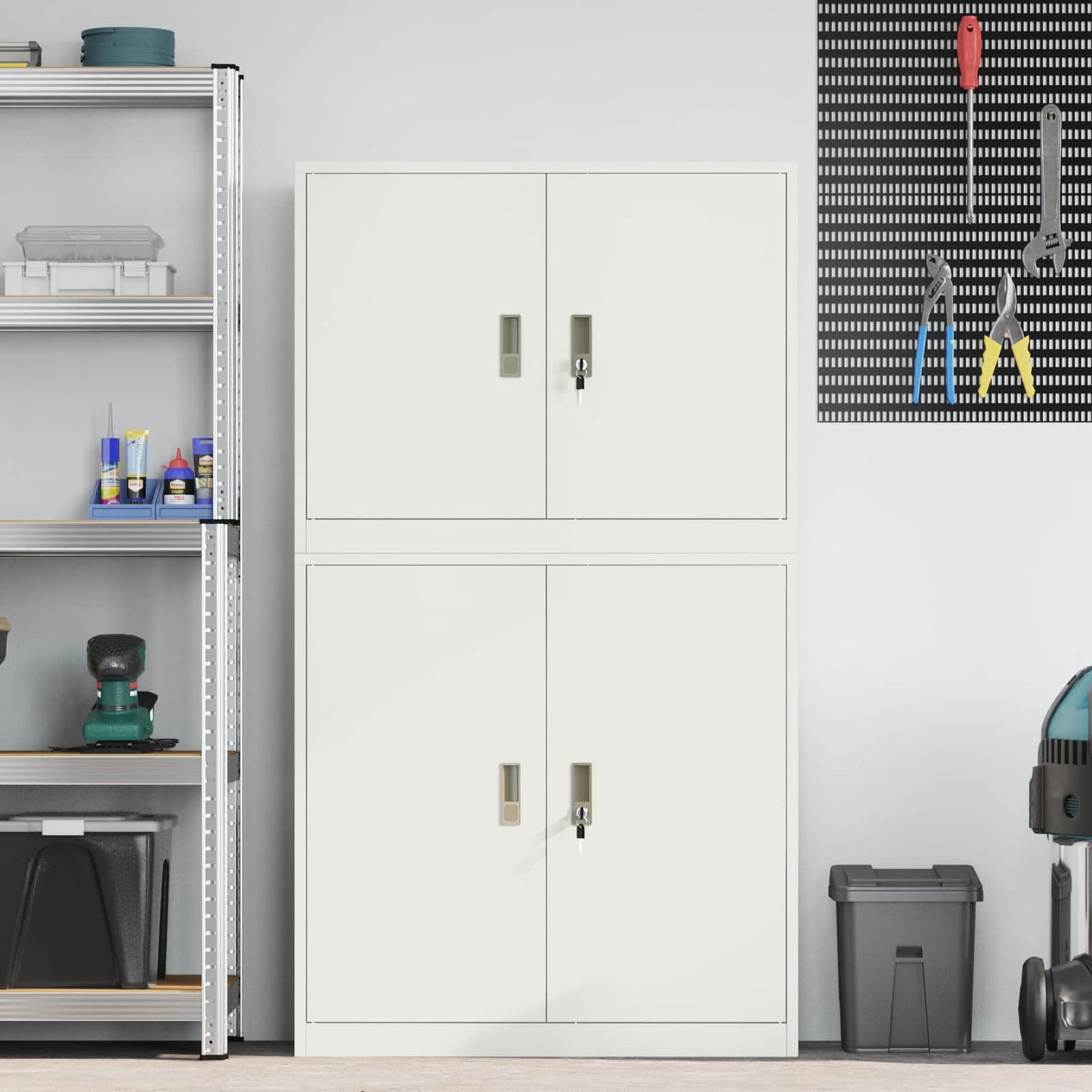 vidaXL Ντουλάπι αποθήκευσης 2 τμχ. Λευκό 90 x 40 x 160 εκ Ατσάλι