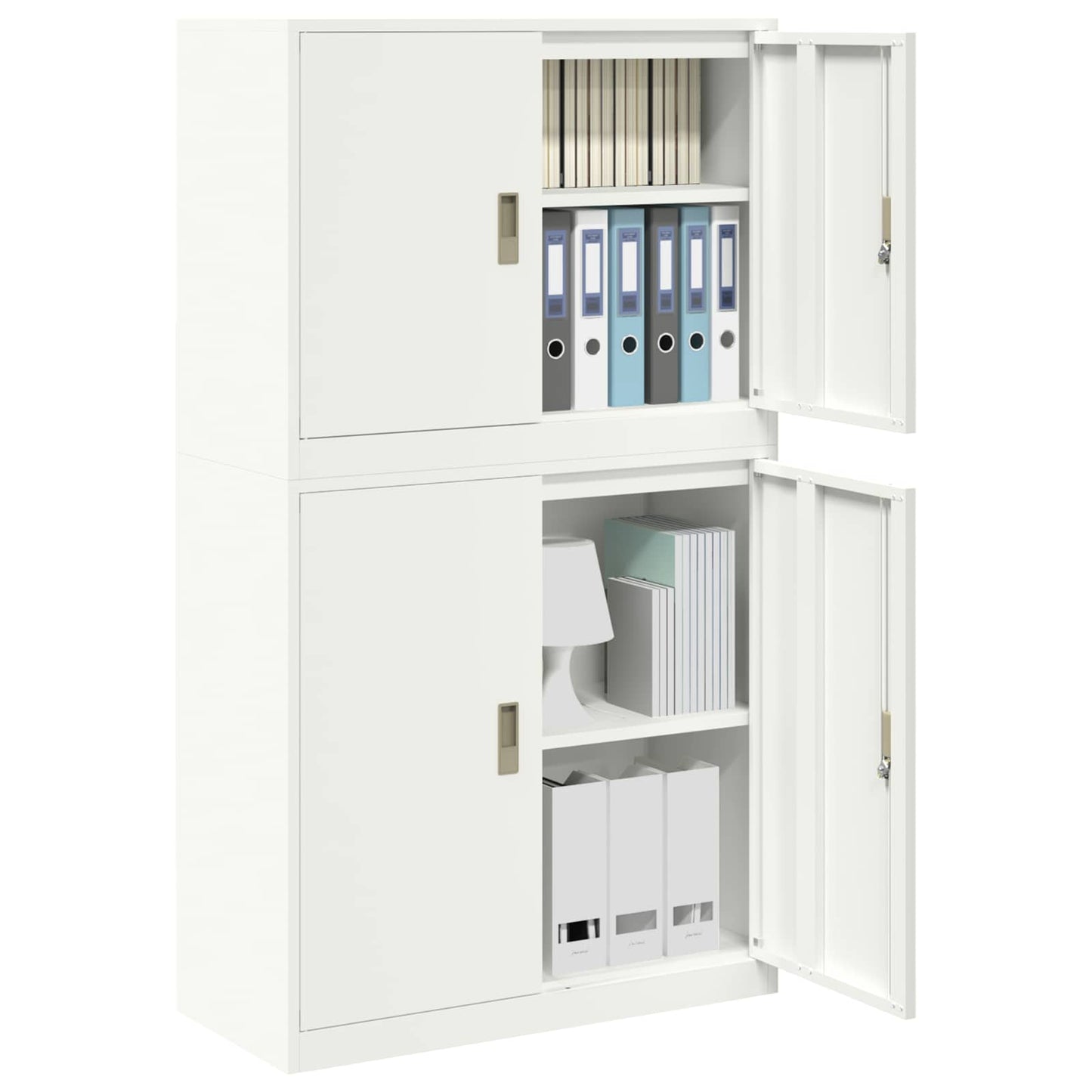 vidaXL Ντουλάπι αποθήκευσης 2 τμχ. Λευκό 90 x 40 x 160 εκ Ατσάλι