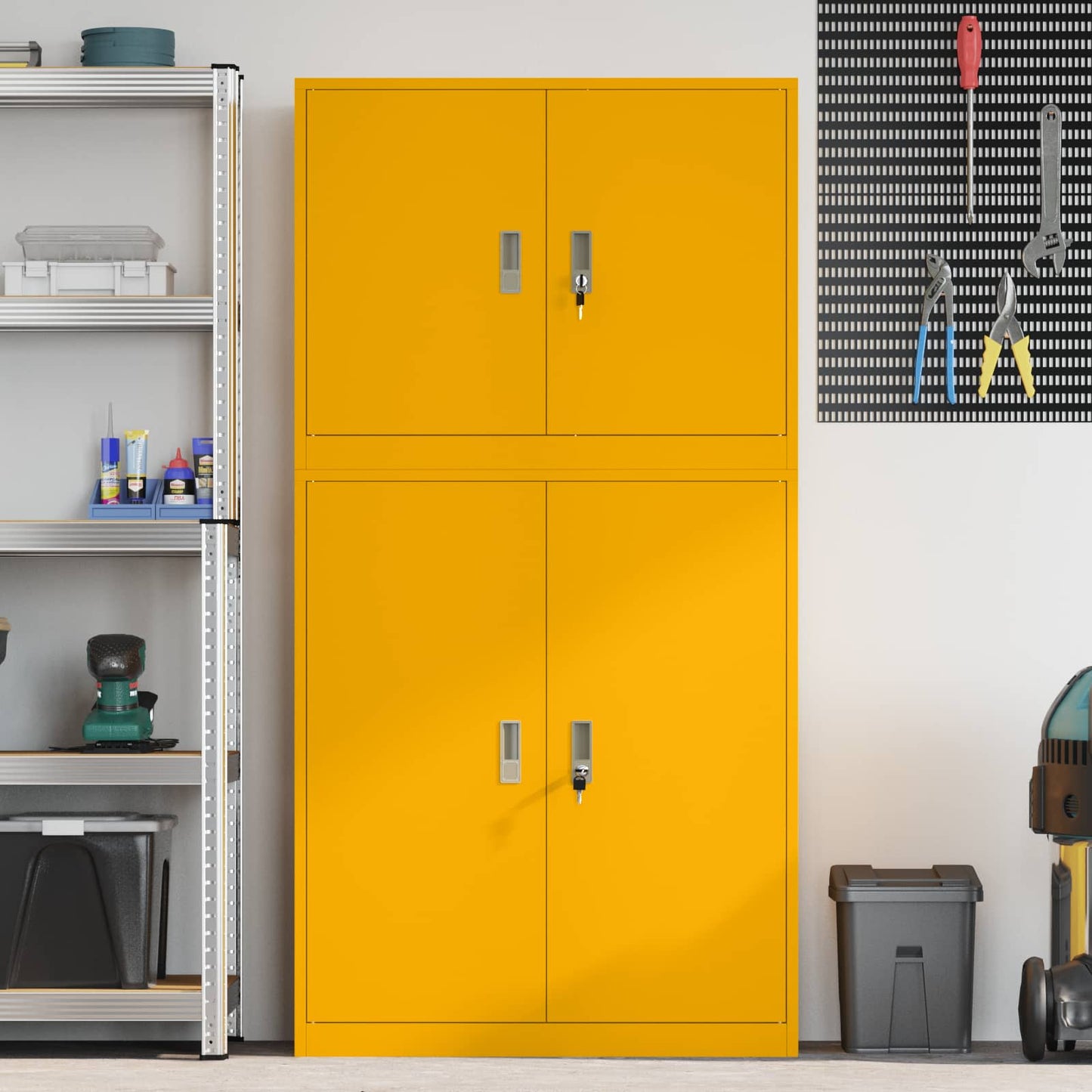vidaXL Ντουλάπι αποθήκευσης 2 τμχ. Μουσταρδί 90 x 40 x 175 εκ Ατσάλι